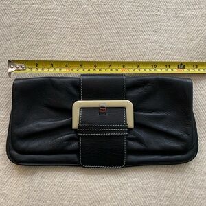 Black Clutch with Cream Buckle